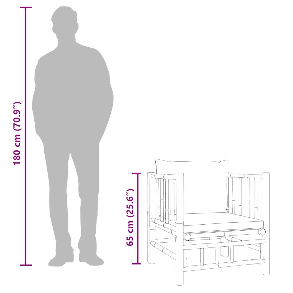 Sofá de jardim bambu com almofadões branco nata