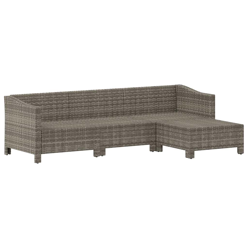 4 pcs conjunto lounge de jardim c/ almofadões vime PE cinzento