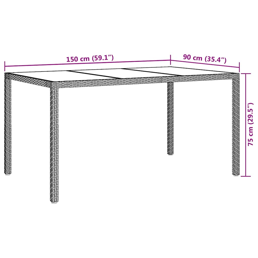 Mesa de Jantar para Jardim Branco 150 x 90 x 75 cm