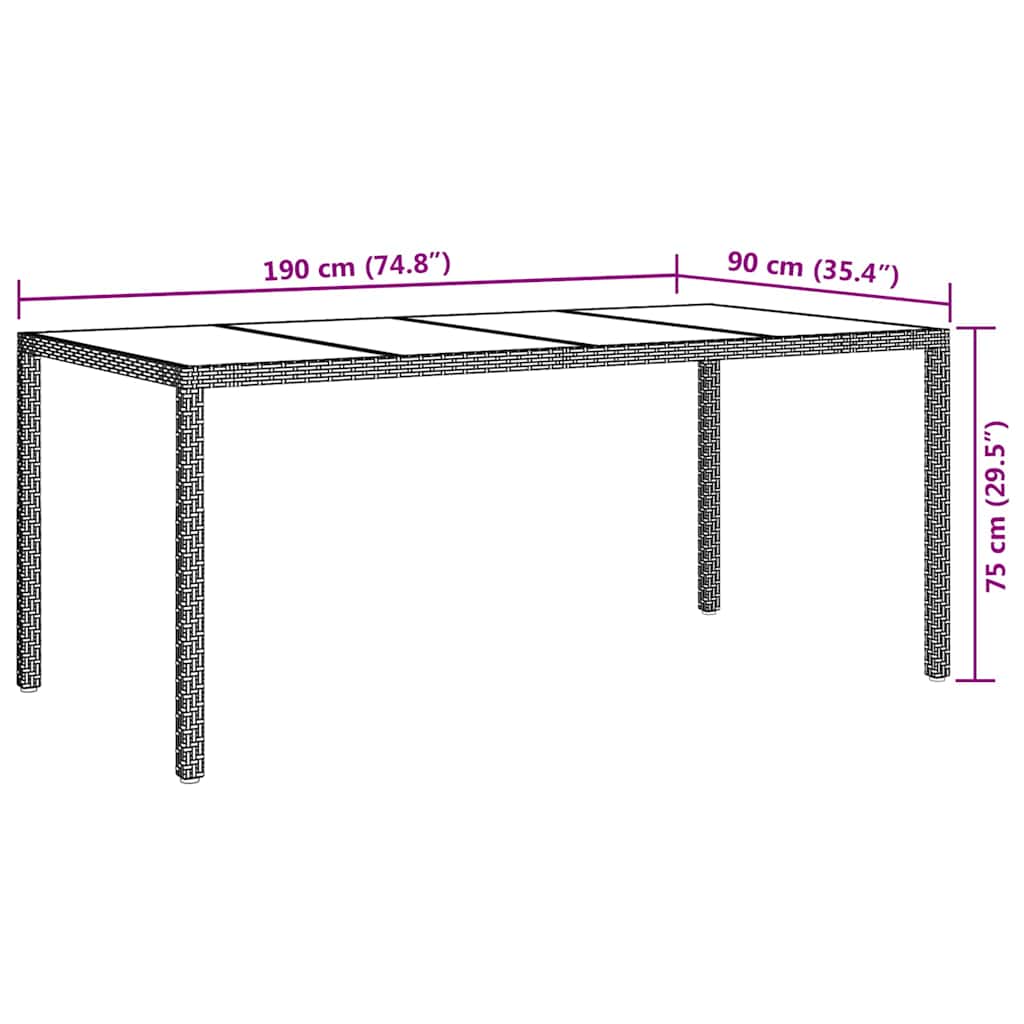 Mesa de Jantar para Jardim Bege 190 x 90 x 75 cm