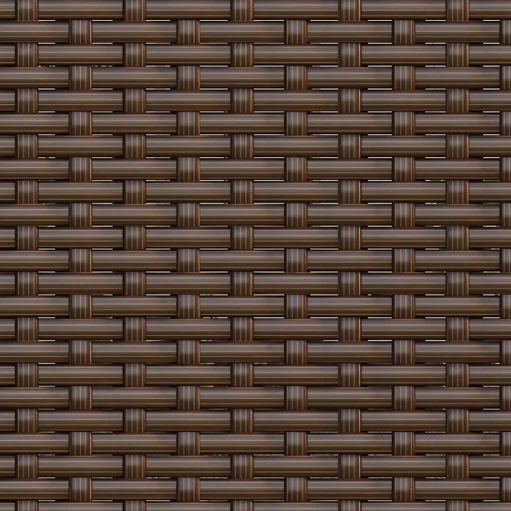 Sofá de jardim de 3 lugares com almofadões vime PE castanho