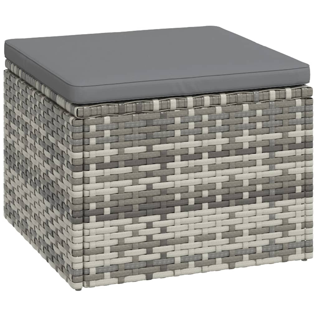 3 pcs conjunto lounge de jardim c/ almofadões vime PE cinzento