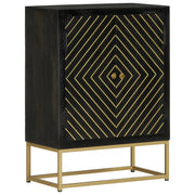 Aparador com 2 portas 55x30x75cm mangueira maciça preto/dourado