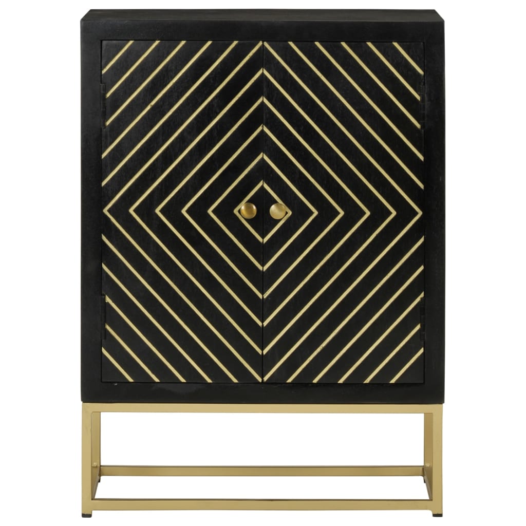 Aparador com 2 portas 55x30x75cm mangueira maciça preto/dourado