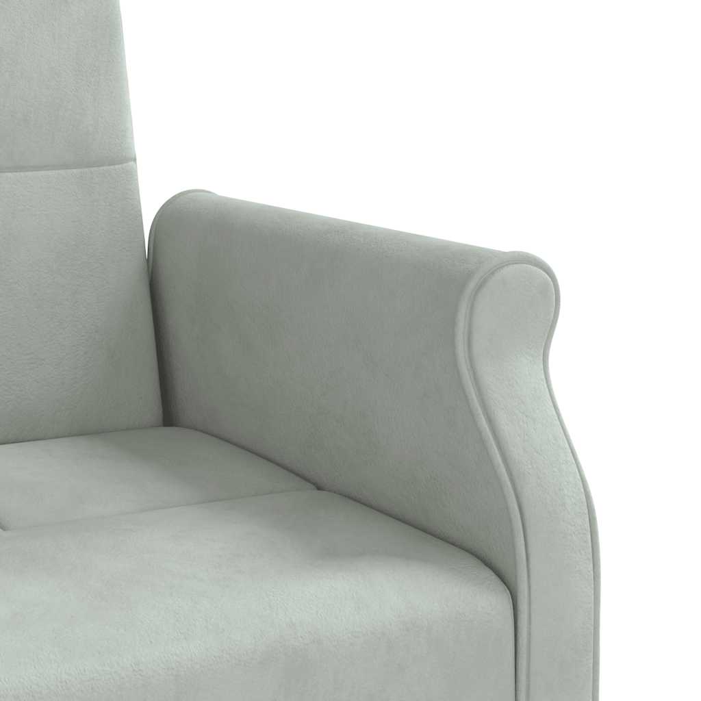 Sofá-cama com almofadões veludo cinzento-claro