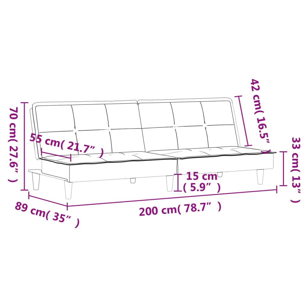 Sofá-cama tecido cinzento-claro