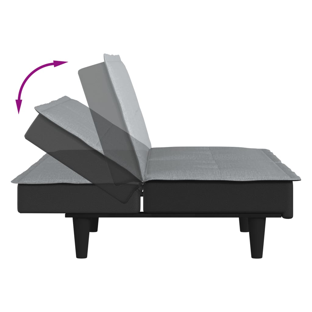 Sofá-cama tecido cinzento-claro