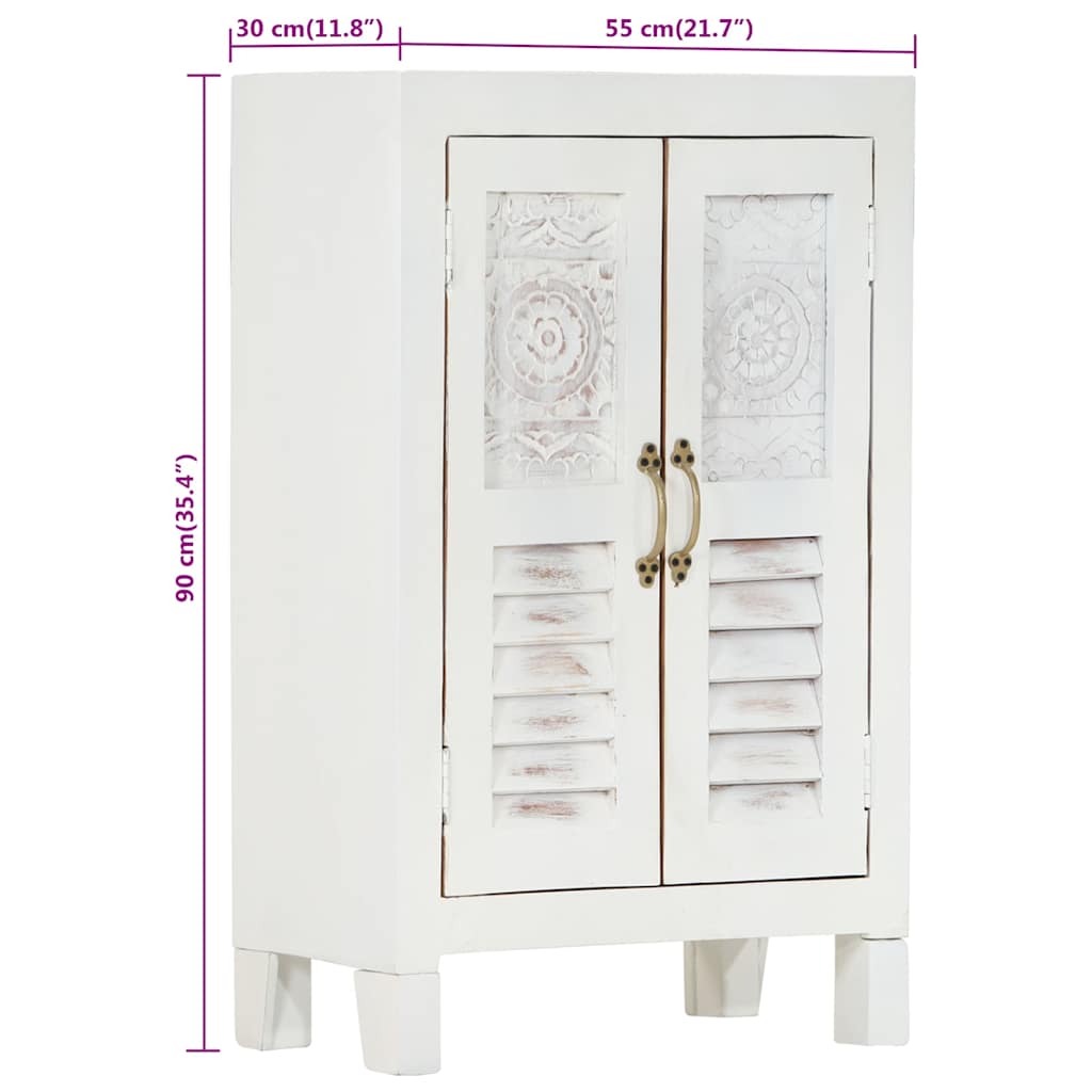 Aparador 55x30x90 cm madeira de acácia maciça branco