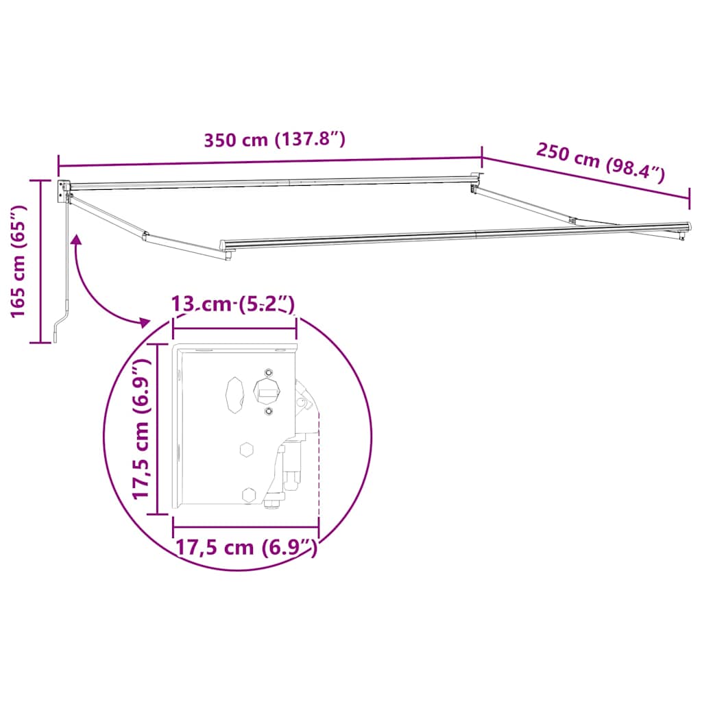 Toldo Manual Antracite 3,5 x 2,5 m Metal