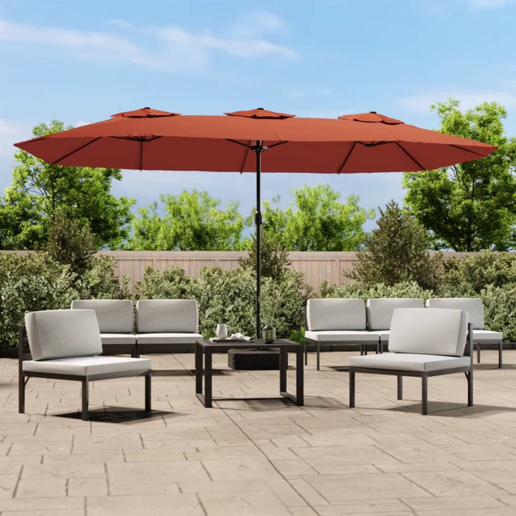 Guarda-sol de jardim com cabeça dupla 449x265 cm terracotta