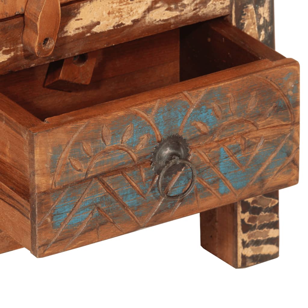 4 pcs conj. móveis p/ casa de banho madeira recuperada maciça