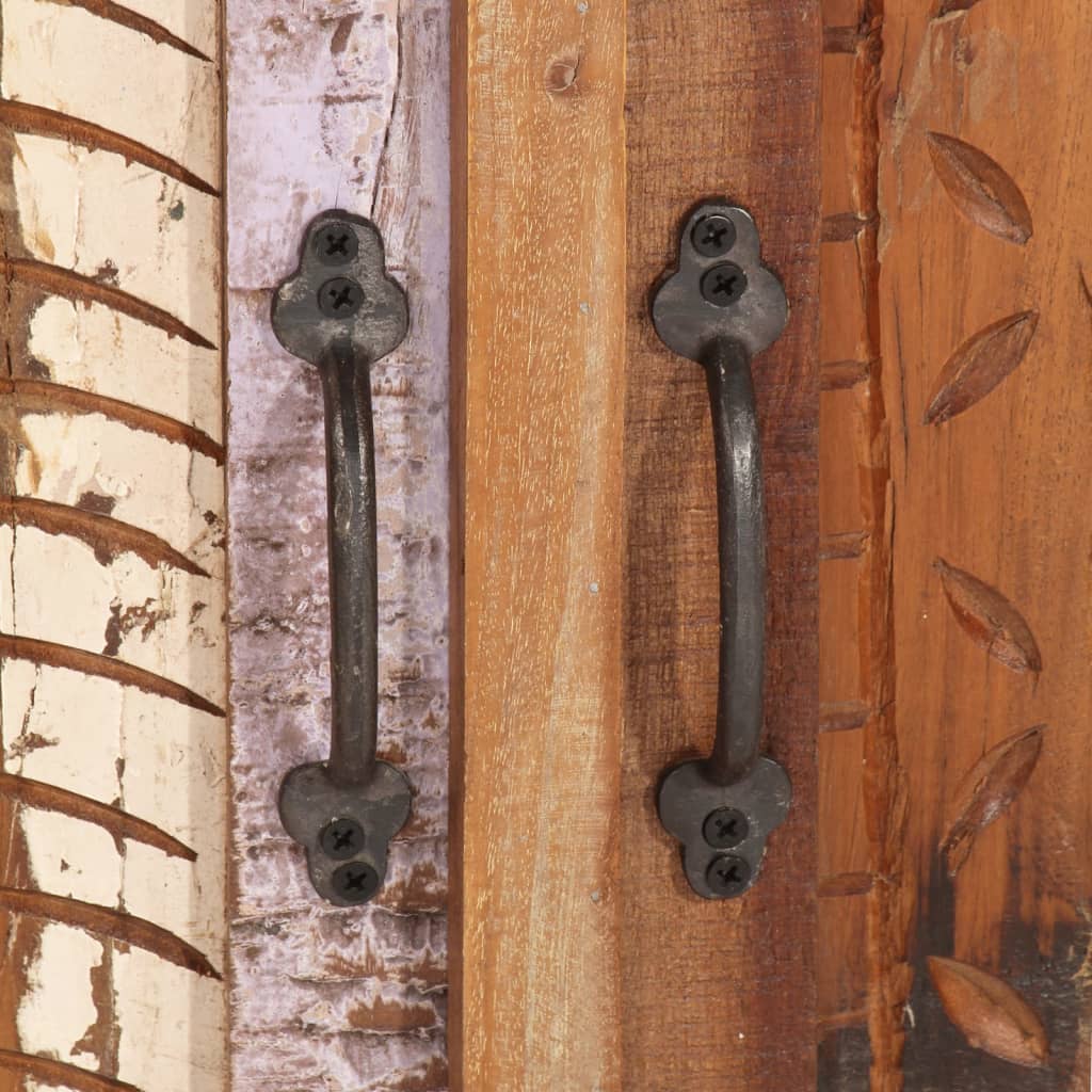 4 pcs conj. móveis p/ casa de banho madeira recuperada maciça