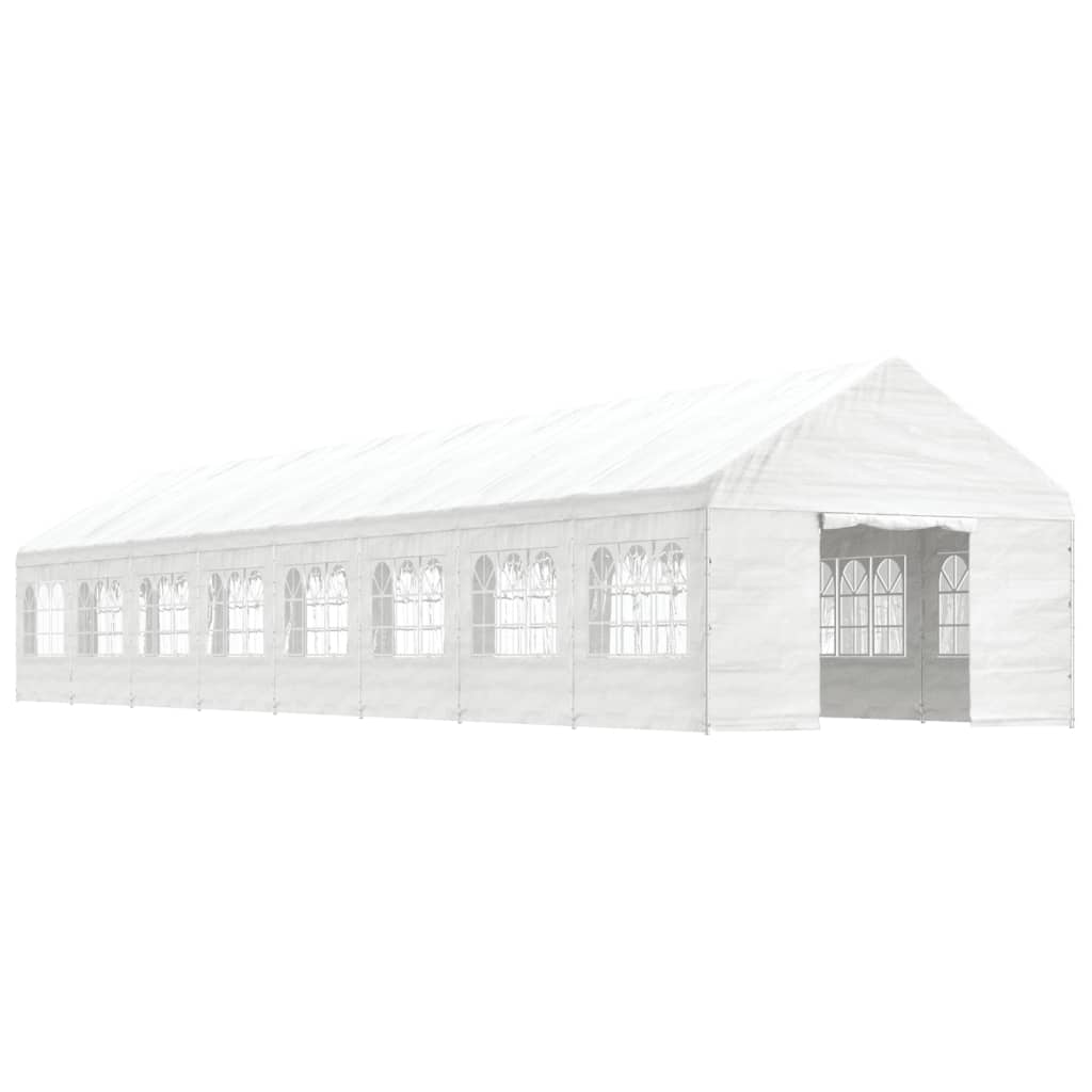 Gazebo com telhado 17,84x4,08x3,22 m polietileno branco
