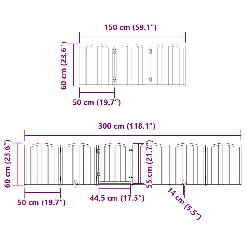 Portão para cães com porta dobrável 12 painéis 600 cm álamo