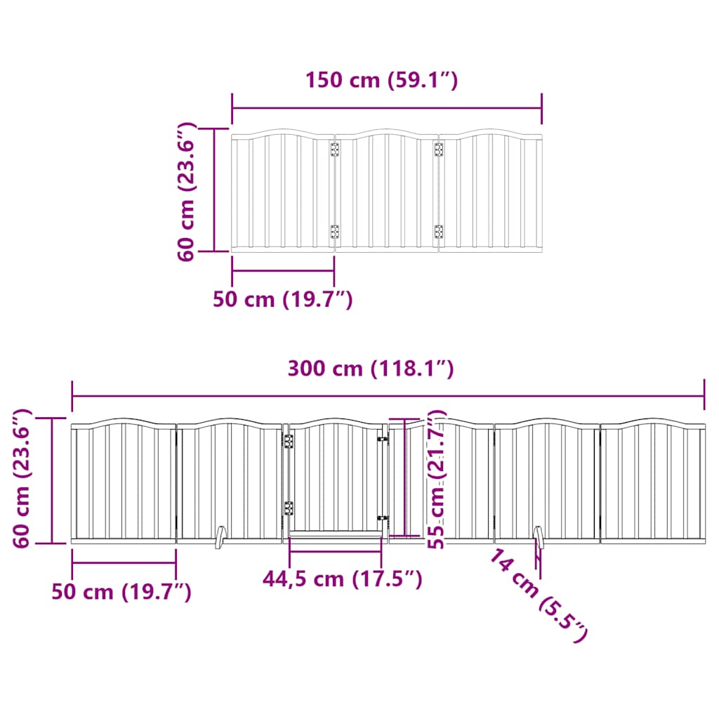 Portão para cães com porta dobrável 15 painéis 750 cm álamo