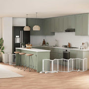 Portão p/ cães com porta dobrável 15 painéis 750cm álamo branco