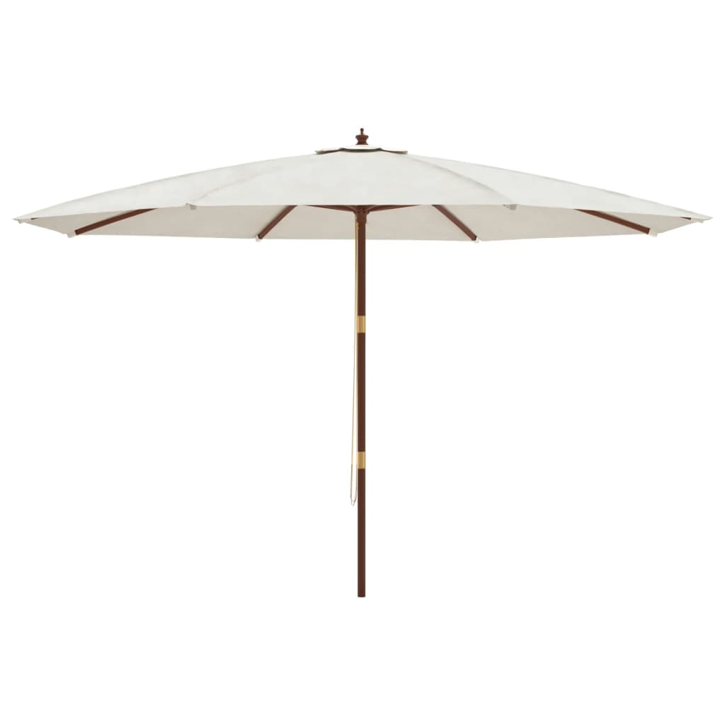 Guarda-sol de jardim com poste de madeira 400x273 cm cor areia