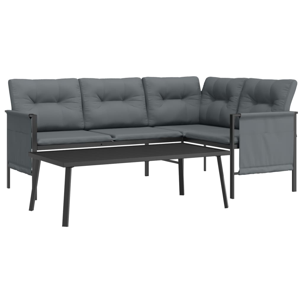 2 pcs conjunto lounge de jardim aço antracite