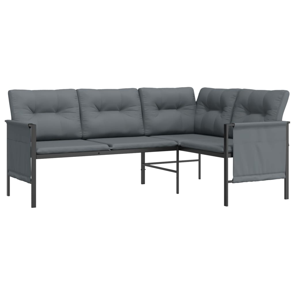 2 pcs conjunto lounge de jardim aço antracite
