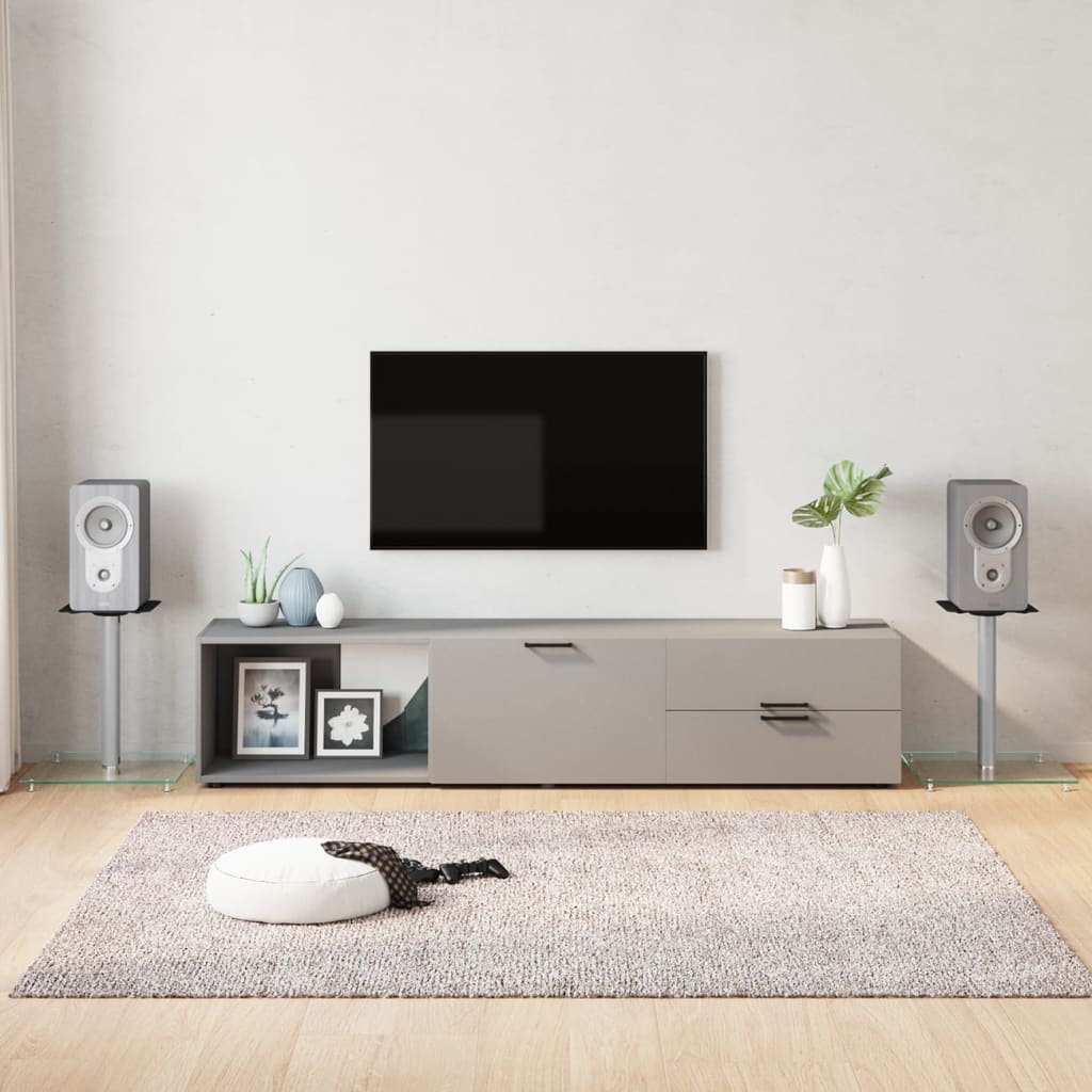 Suportes colunas 2pcs vidro temperado design 4 pilares prateado