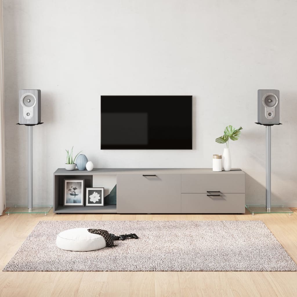 Suportes colunas 2pcs vidro temperado design 4 pilares prateado