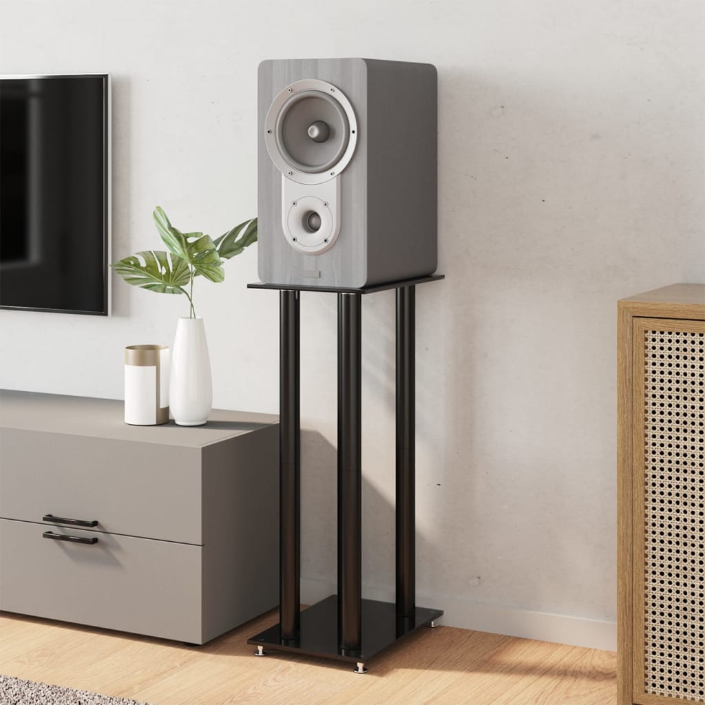 Suportes colunas 2pcs vidro temperado design 4 pilares prateado