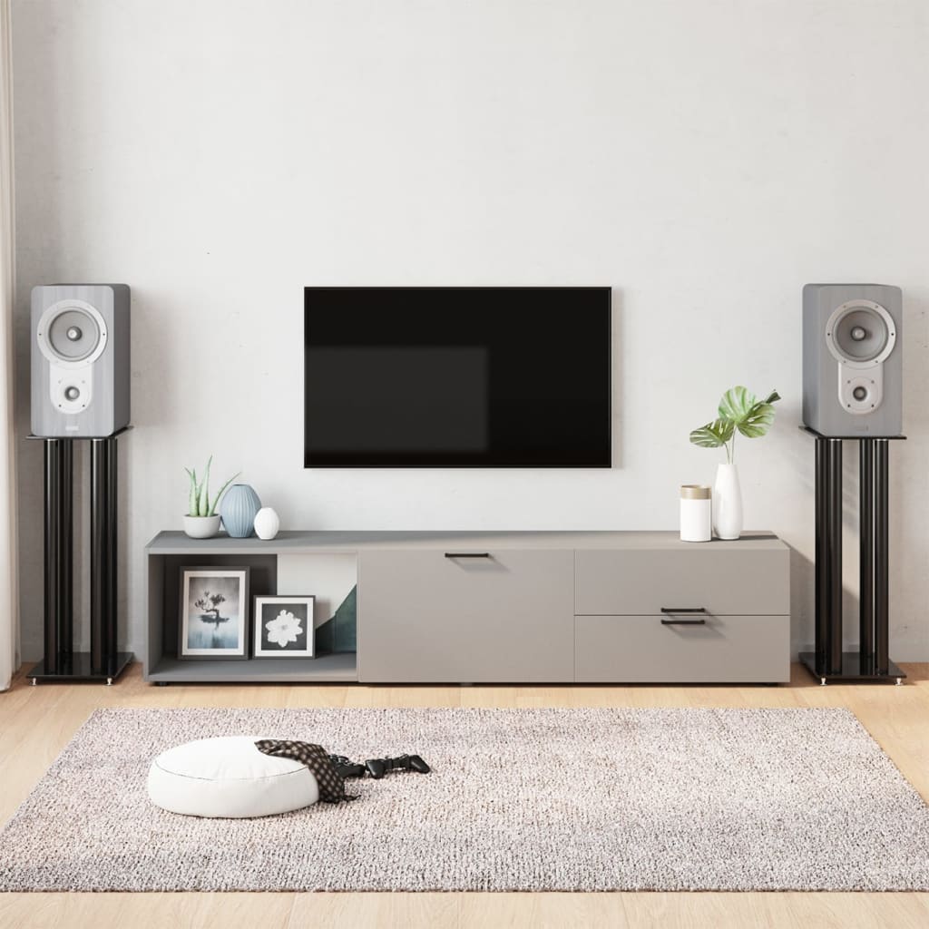 Suportes colunas 2pcs vidro temperado design 4 pilares prateado