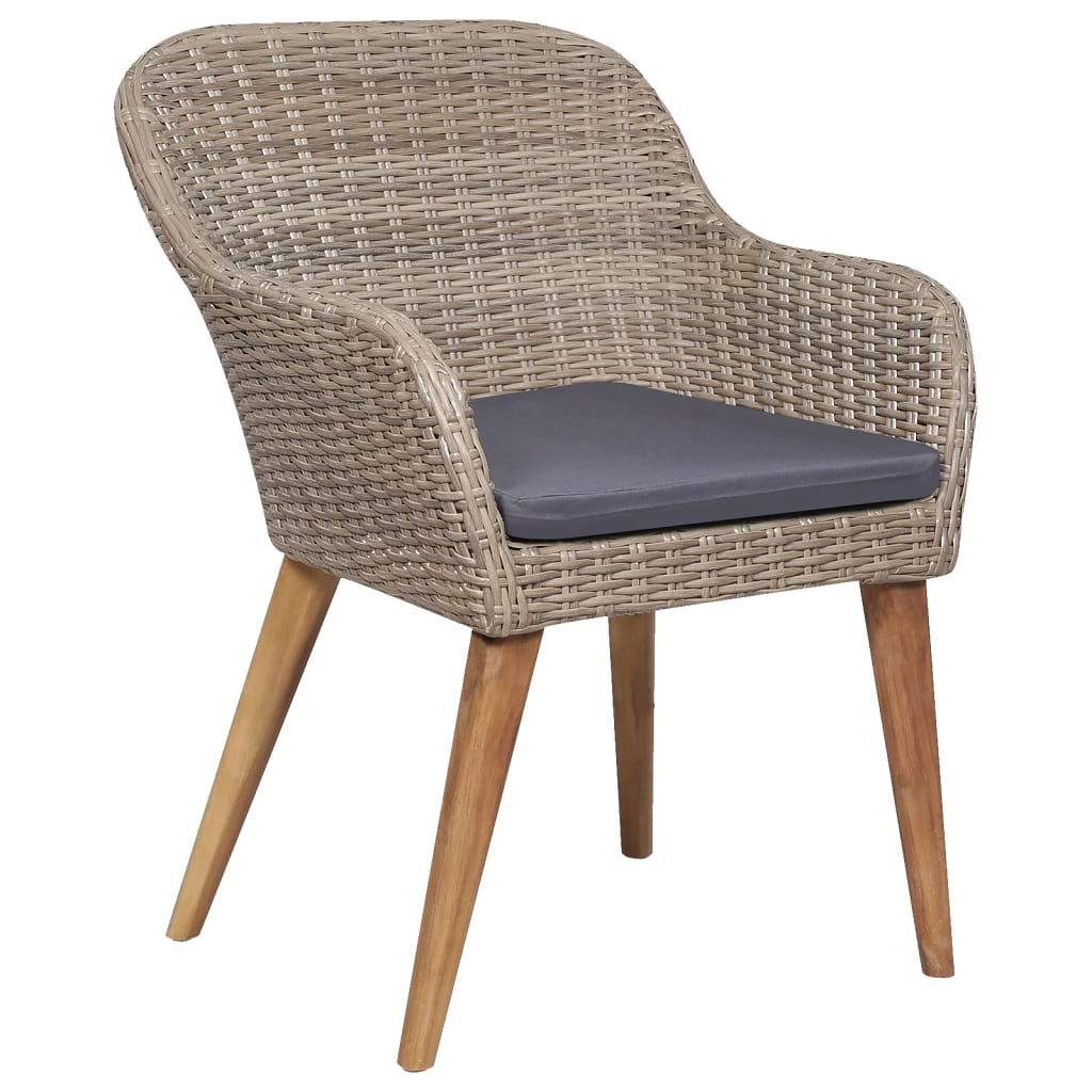 7 pcs conjunto de jantar para jardim com almofadões castanho