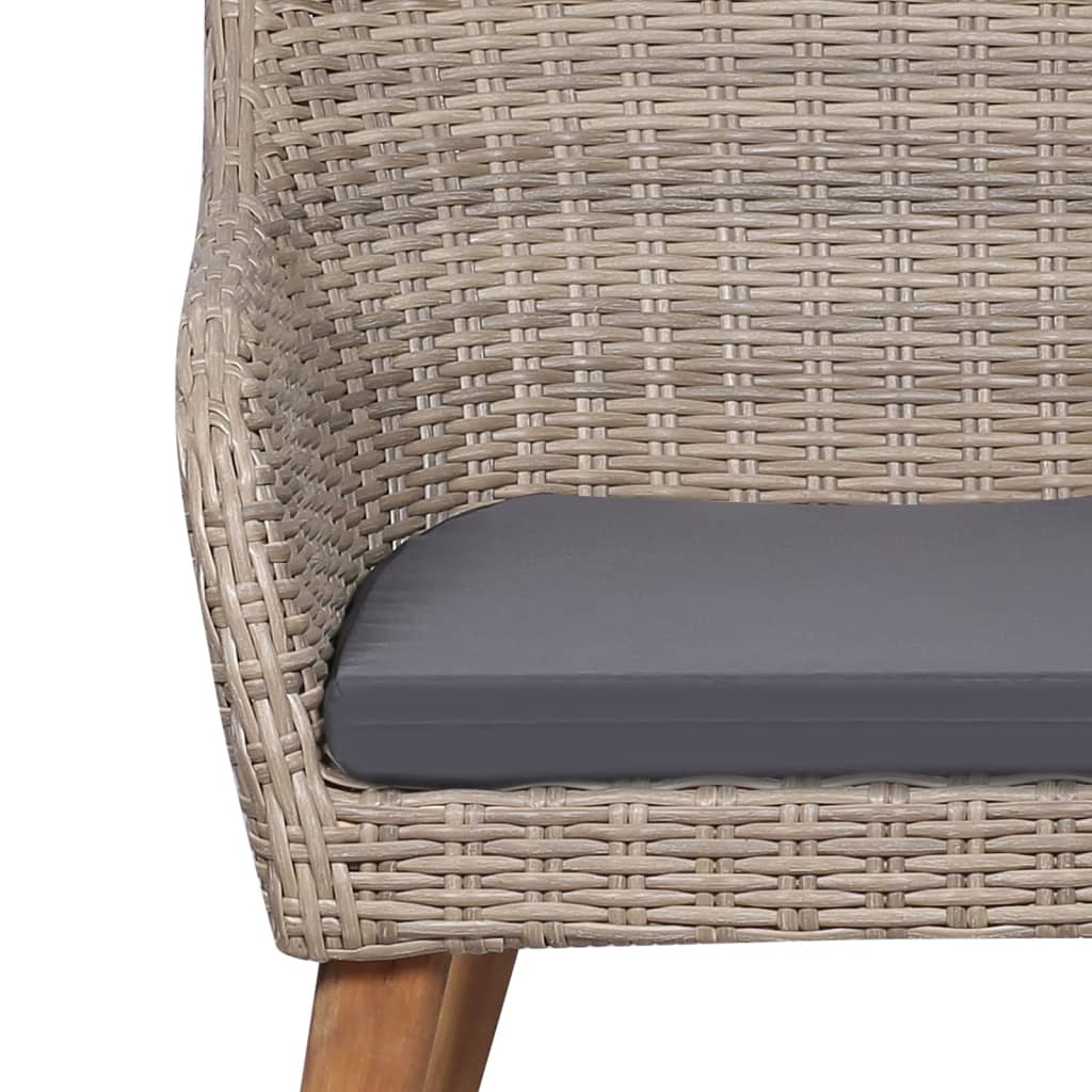 5 pcs conjunto de jantar p/ jardim c/ almofadões castanho