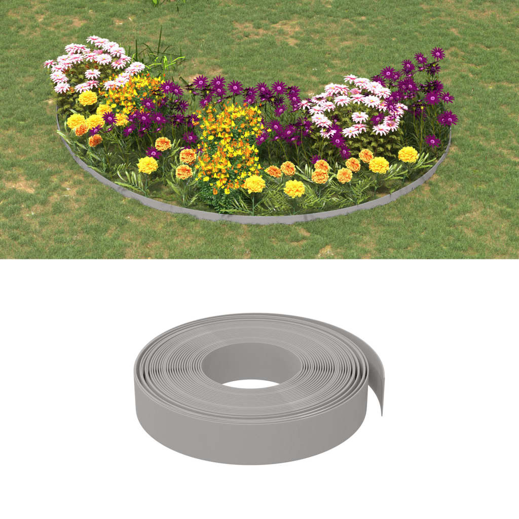 Borda de jardim 10 m 20 cm polietileno cinzento