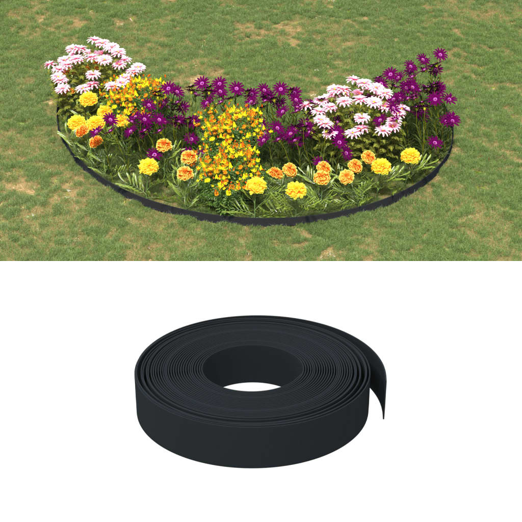 Borda de jardim 10 m 20 cm polietileno cinzento