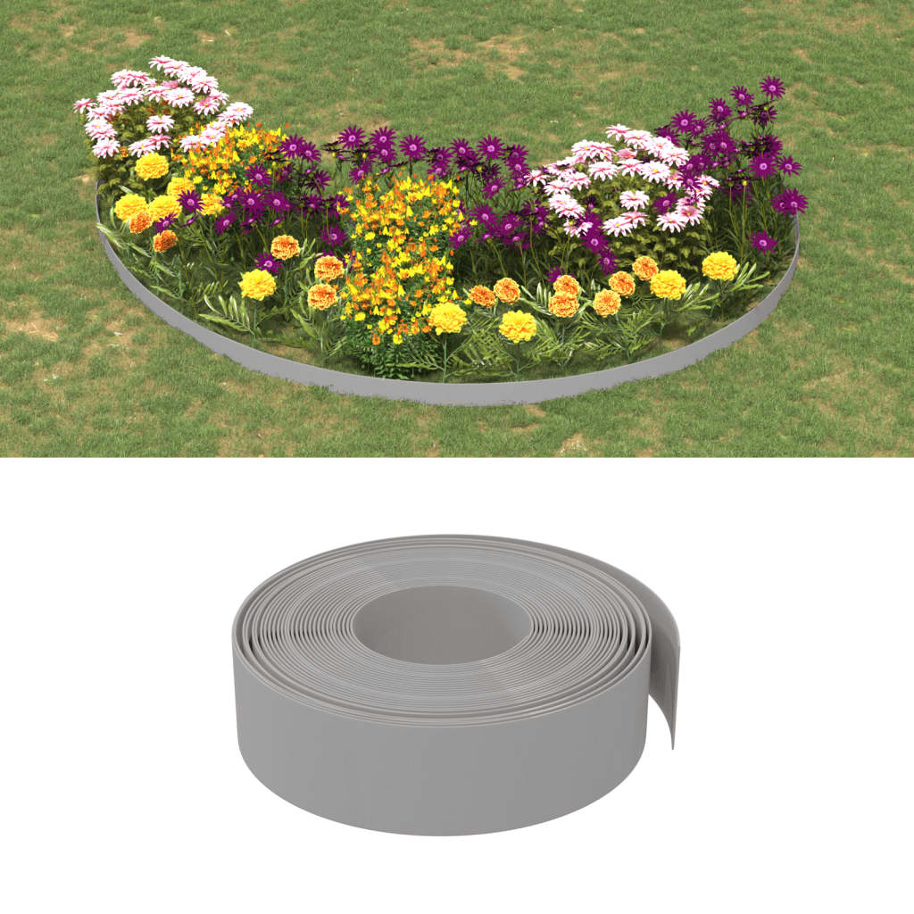 Borda de jardim 10 m 20 cm polietileno cinzento
