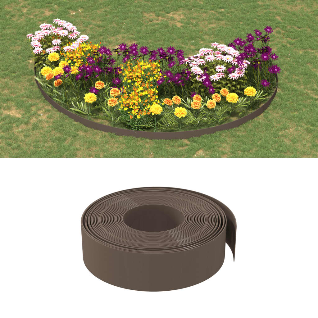 Borda de jardim 10 m 20 cm polietileno cinzento