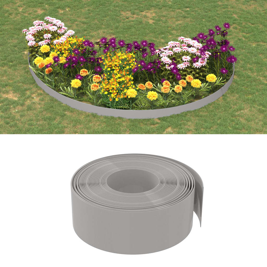 Borda de jardim 10 m 20 cm polietileno cinzento