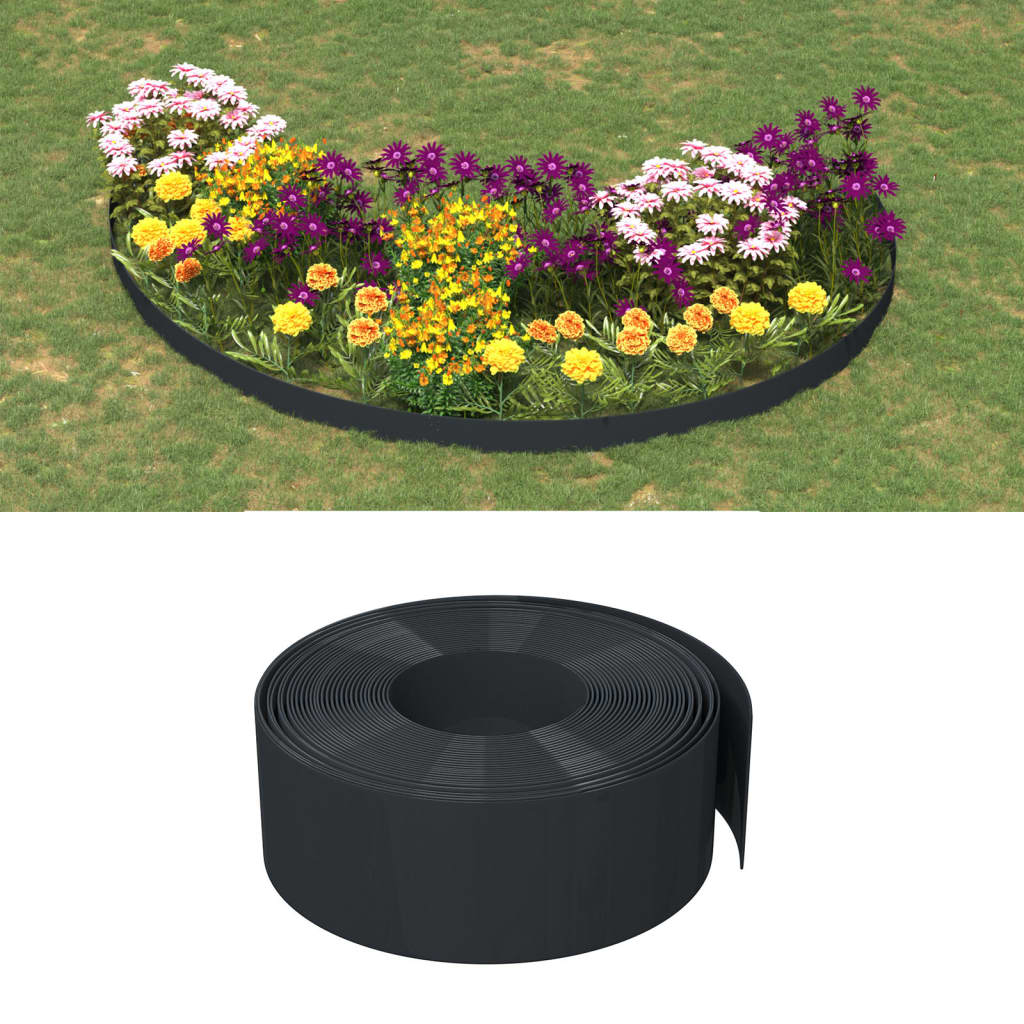 Borda de jardim 10 m 20 cm polietileno cinzento