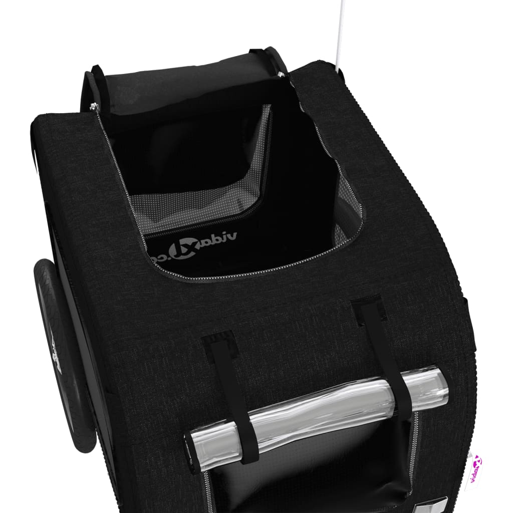 Reboque bicicleta p/ animais tecido oxford/ferro preto