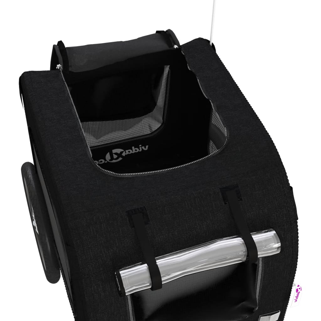 Reboque bicicleta p/ animais tecido oxford/ferro preto