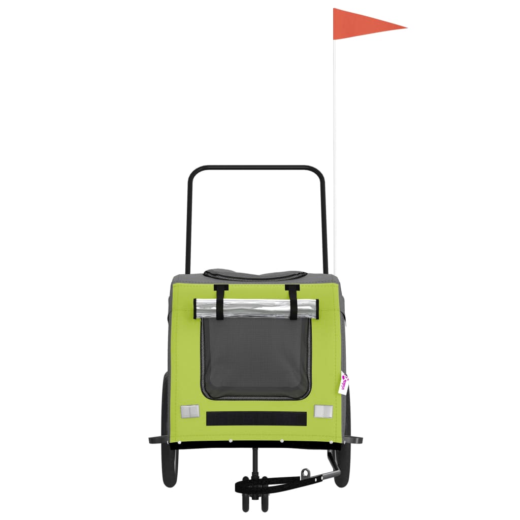 Reboque de bicicleta p/ animais tecido oxford/ferro verde/cinza