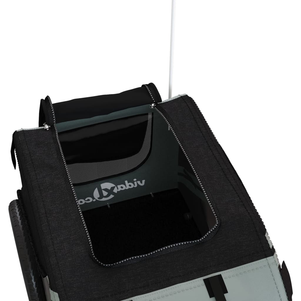 Reboque de bicicleta p/ animais tecido oxford/ferro cinza/preto