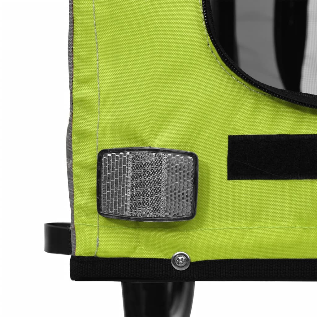 Reboque de bicicleta p/ animais tecido oxford/ferro verde/cinza