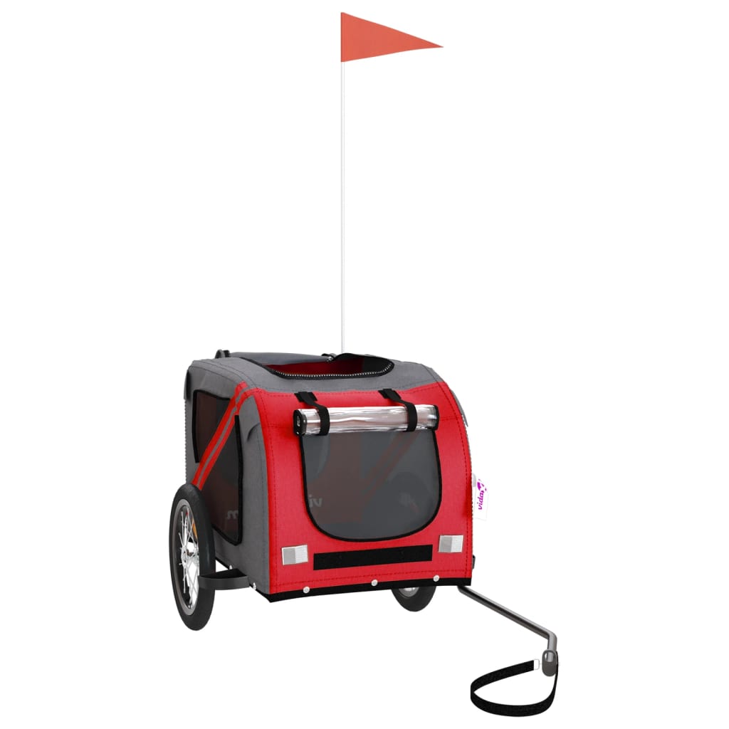 Reboque bicicleta animais tecido oxford/ferro vermelho/cinzento