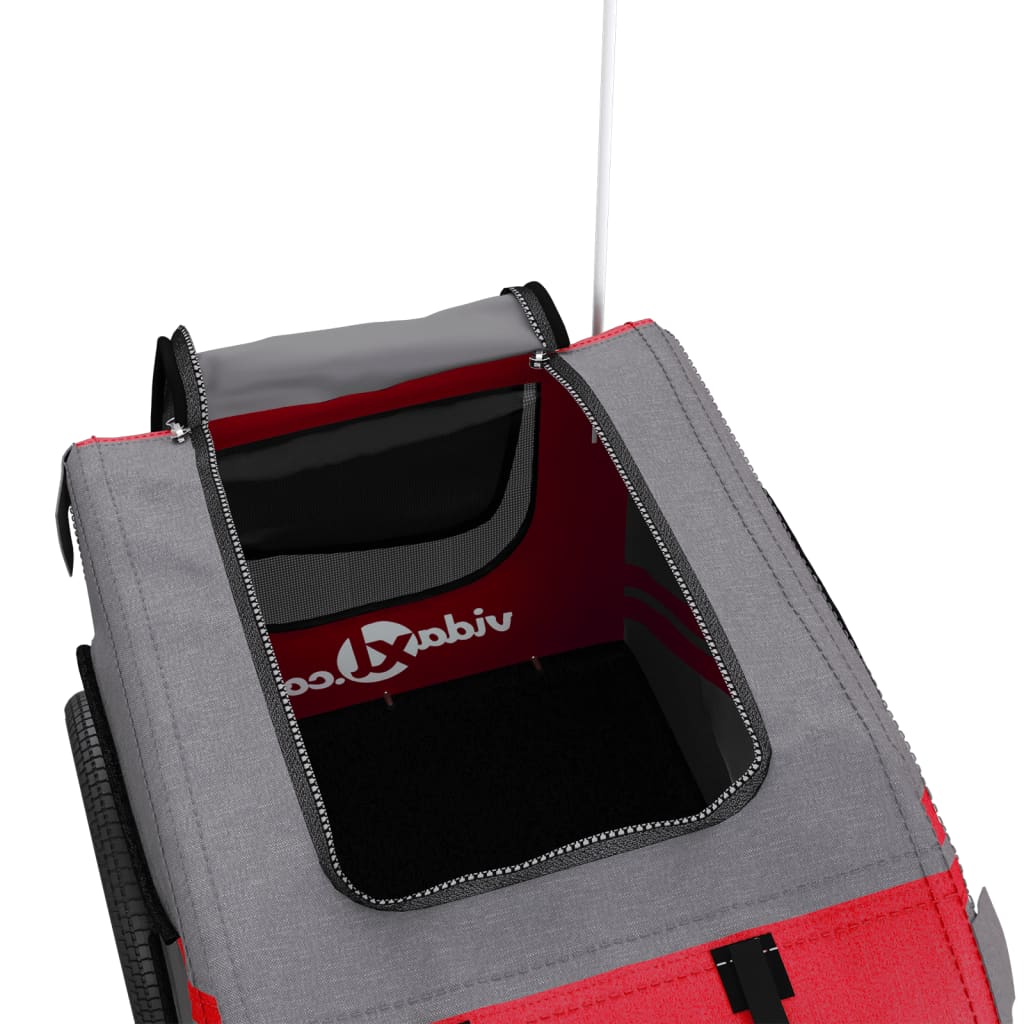 Reboque bicicleta animais tecido oxford/ferro vermelho/cinzento