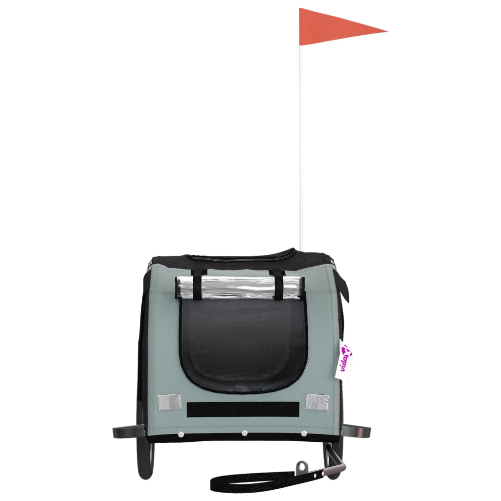 Reboque bicicleta p/ animais tecido oxford/ferro preto e cinza