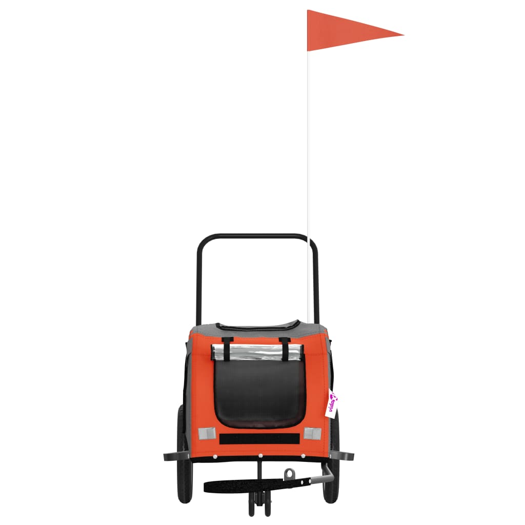 Reboque bicicleta p/ animais tecido oxford/ferro laranja/preto