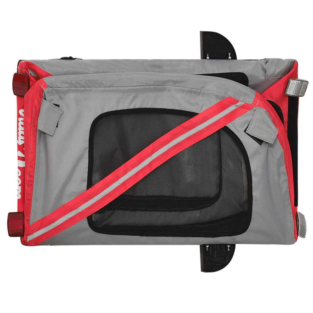 Reboque bicicleta p/ animais tecido oxford/ferro vermelho/preto