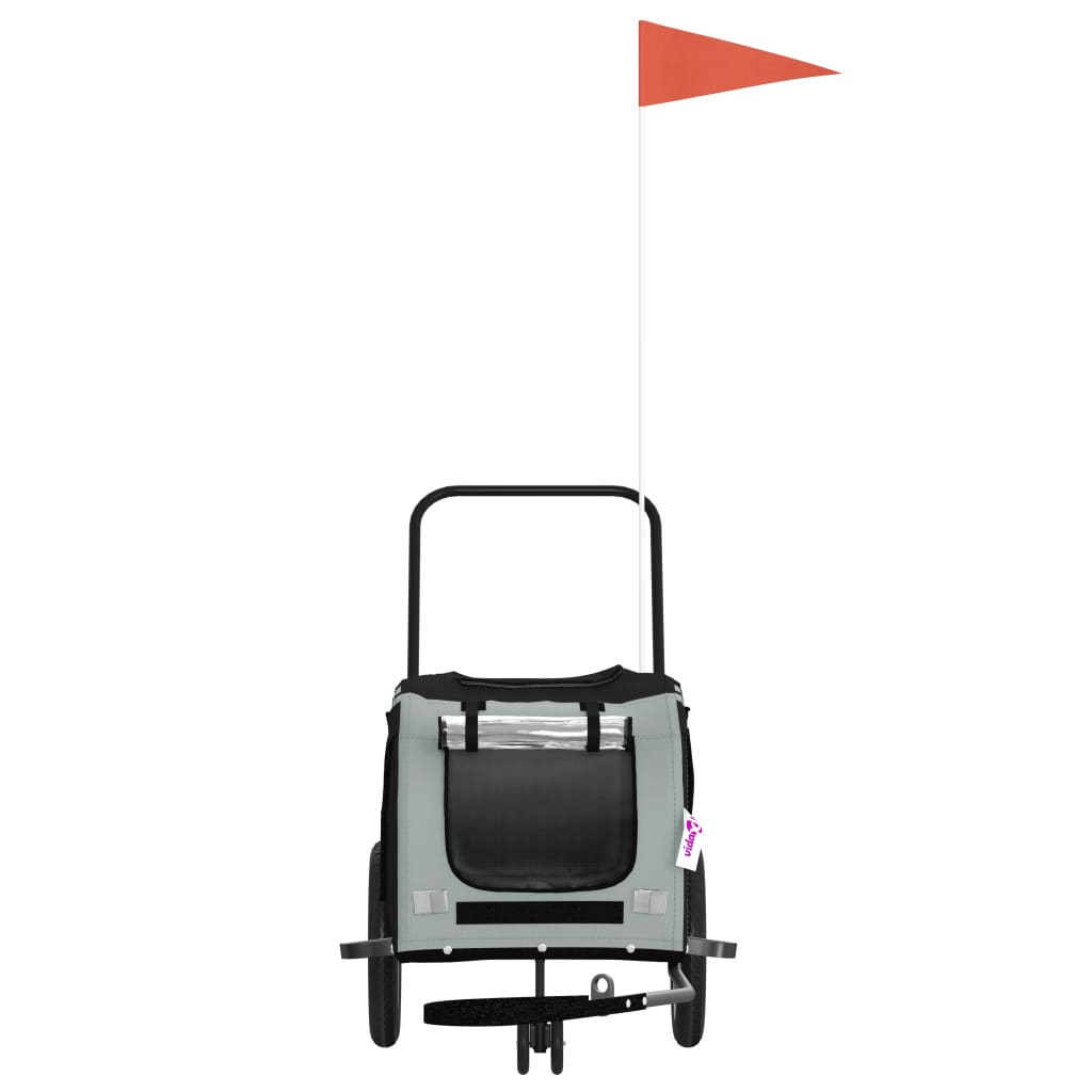 Reboque de bicicleta p/ animais tecido oxford/ferro cinza/preto