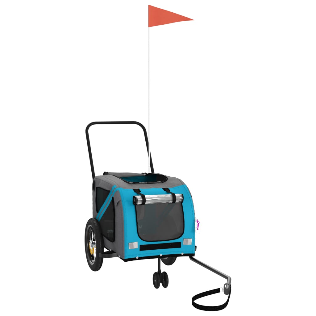 Reboque de bicicleta p/ animais tecido oxford/ferro azul/preto