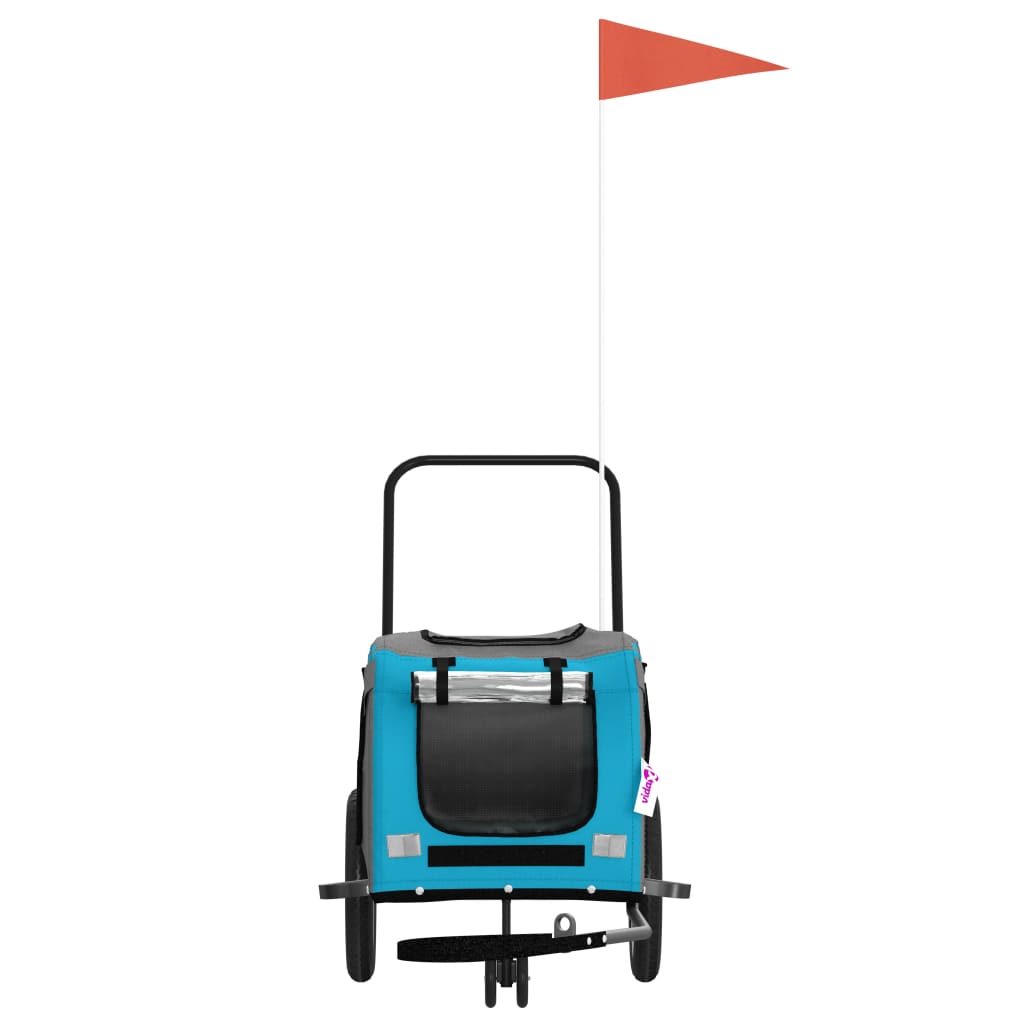 Reboque de bicicleta p/ animais tecido oxford/ferro azul/preto