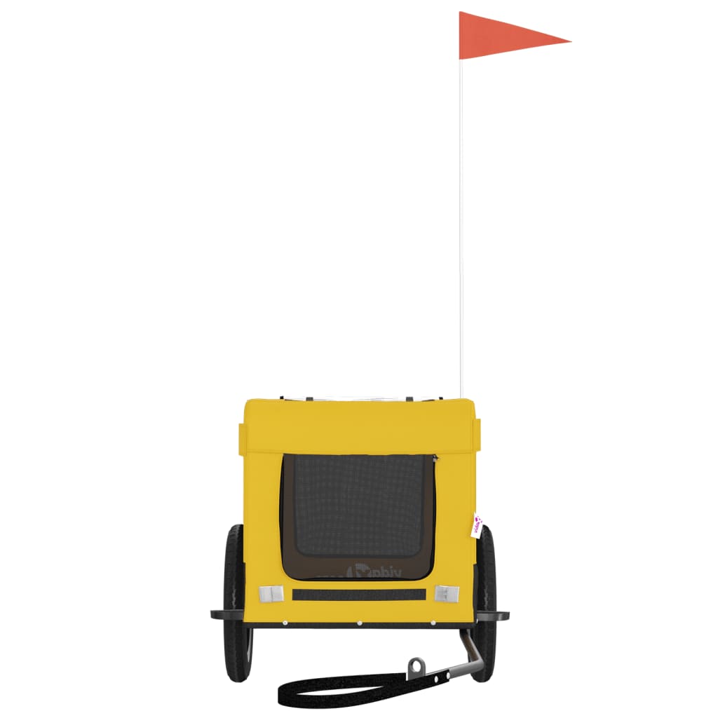 Reboque bicicleta p/ animais tecido oxford/ferro amarelo/preto