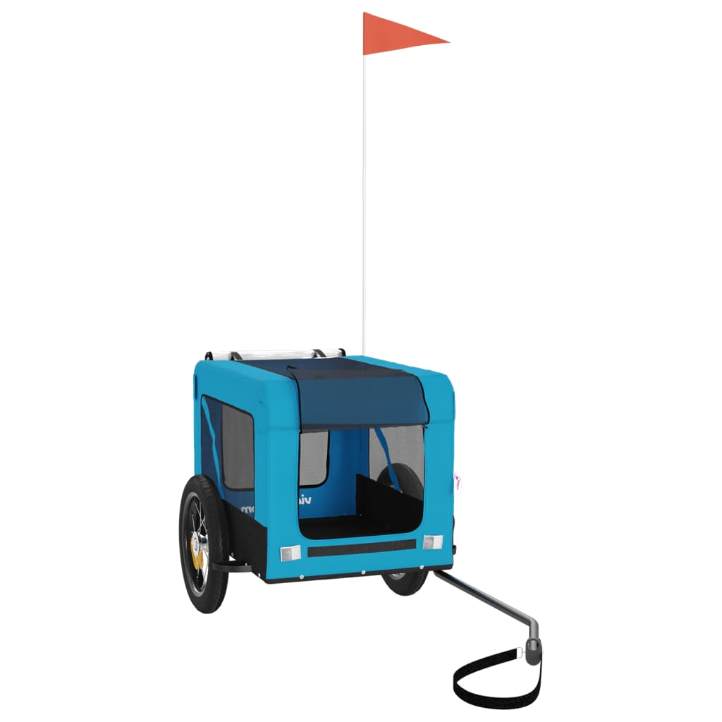 Reboque de bicicleta p/ animais tecido oxford/ferro azul/preto